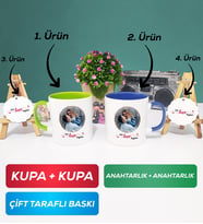 İkili Yeşil Lacivert Sevgiliye Sevgililer Günü Hediyesi 11 Kupa Bardak Anahtarlık