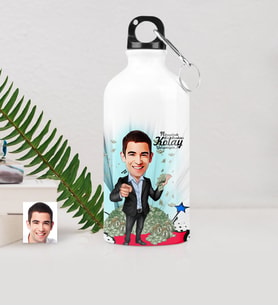 BK Gift Kişiye Özel Bay Bankacı Karikatürlü Metal Suluk 500 Ml 2