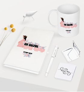 BK Gift Kişiye Özel En Güzel Anne Adayı Beyaz Defter Kalem Kupa Ayna Seti - 2 (Model 1)