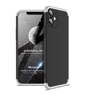 Microsonic Apple iPhone 12 Mini Kılıf Double Dip 360 Protective Siyah Gri