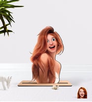 BK Gift Kişiye Özel Kadın Animasyon Karikatürlü Ahşap Biblo-21 (Beyaz)