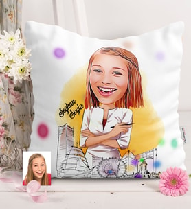 BK Gift Kişiye Özel Bayan Mimar Karikatürlü  Yastık