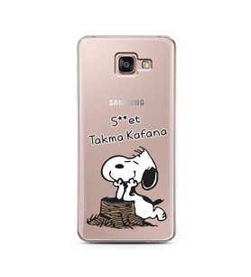Snoopy Tasarımlı Süper Şeffaf Silikon Telefon Kılıfı Samsung A7 (2016)