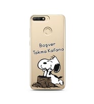 Snoopy Tasarımlı Süper Şeffaf Silikon Telefon Kılıfı Huawei Y6 Prime 2018