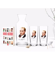 BK Gift Kişiye Özel Renkli Baskılı Atatürk Temalı İkili Rakı Bardağı Karaf ve Cep Kitabı Hediye Seti-12 (Model 1)