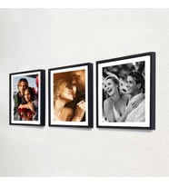Yapışan Kare 6 lı Fotoğraf Çerçevesi Siyah/Beyaz +resim baskısı 21x21 (Siyah)