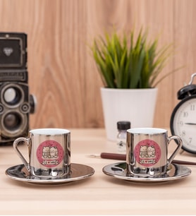 Aşık Çiftlere Özel İkili Silver Kahve Fincanı Takımı