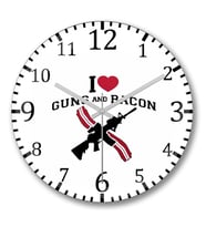 I Love Guns And Bacon Duvar Saati Bombeli Gercek Cam