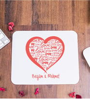 Kişiye Özel İsim Yazılı Kalpli Mouse Pad