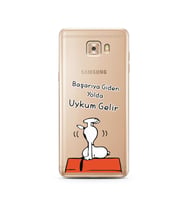 Snoopy Tasarımlı Süper Şeffaf Silikon Telefon Kılıfı Samsung C9 Pro