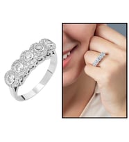 Starlight Diamond Pırlanta Montür Elit Tasarım 925 Ayar Gümüş Bayan Beştaş Yüzük