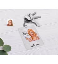 BK Gift Kişiye Özel Kadın Kolay Yetişmiyor Karikatürlü Şeffaf Pleksi Anahtarlık-7 (Beyaz)