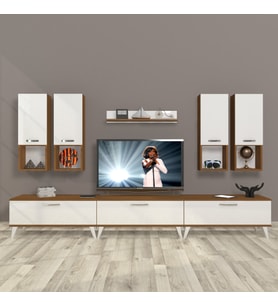 Decoraktiv Eko 8da Slm Retro Tv Ünitesi Tv Sehpası (Beyaz - Kahverengi)