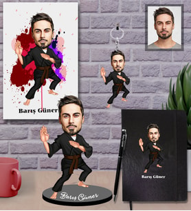 Kişiye Özel Sporcu Karikatürlü 5 li Hediye Seti Bay-11