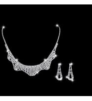 Chavin Düğün Nişan Kına Damla Taşlı Bayan Kolye Küpe Set eg90