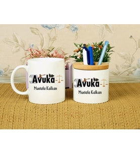 Avukat Kupa Bardağı ve Kalemliği (Model 1)