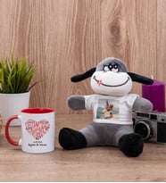 Love Tasarım Hediyelik Kırmızı Kupa Bardak ve Peluş Eşek