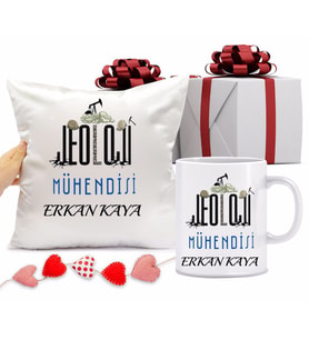 Jeoloji Mühendisi Bardağı ve Yastığı Hediye Seti (Model 1)