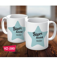 Süper Anne İsimli Kişiye Özel Anneler Gününe Özel Hediye Kupa Bardak