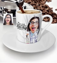 BK Gift Kişiye Özel Bayan Göz Doktoru Karikatür Türk Kahvesi Fincanı  1