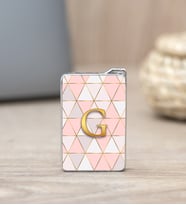Pembe Mozaik Tasarım Gold Baş Harfli Çakmak