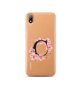 Pembe Çiçekli Harf Tasarım Süper Şeffaf Silikon Telefon Kılıfı Huawei Y5 2019 C-