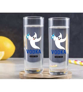 BK Gift Kişiye Özel Renkli Baskılı Vodka Tasarımlı İkili Vodka Bardağı-1 (Beyaz)