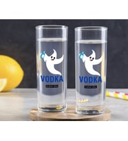 BK Gift Kişiye Özel Renkli Baskılı Vodka Tasarımlı İkili Vodka Bardağı-1 (Beyaz)