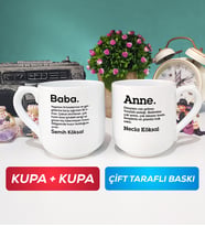 İkili Kişiye Özel Baba ve Anne Kupa Bardak Oval