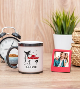 FotoğrafçI Sihirli  Kupa Bardak ve Kırmızı Mini Çerçeve