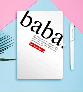 BK Gift Kişiye Özel Baba Temalı Beyaz Defter Kalem Seti