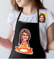 BK Gift Kişiye Özel Küçük Şef Karikatürlü Kız Çocuk Siyah Mutfak Önlüğü-4