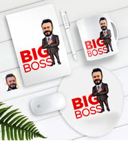 BK Gift Kişiye Özel Bay Big Boss Karikatürlü Defter Kalem Kupa Mouse Pad Seti-2 (Model 1)