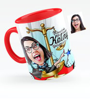 BK Gift Kişiye Özel Bayan Avukat Karikatürlü Kırmızı Kupa Bardak  4