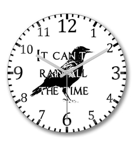 It Can't Rain All The Time Duvar Saati Bombeli Gercek Cam