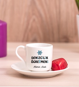 Denizcilik Öğretmeni Porselen Türk Kahvesi Fincanı