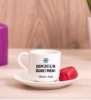 Denizcilik Öğretmeni Porselen Türk Kahvesi Fincanı