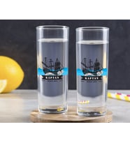 BK Gift Kişiye Özel Renkli Baskılı Kaptan Tasarımlı İkili Vodka Bardağı-8 (Beyaz)