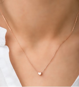 Papatya Silver 925 Ayar Gümüş Rose Altın Kaplama Gümüş Kalp Kolye