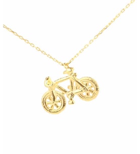 925 Ayar Gümüş Bisiklet Charm Kolye, Sarı