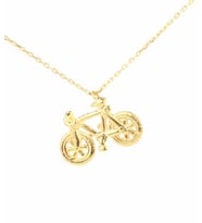925 Ayar Gümüş Bisiklet Charm Kolye, Sarı