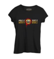 Guns N Roses - Drops Logo Siyah Kadın Tshirt