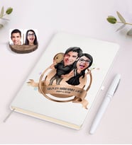 BK Gift Kişiye Özel Yılın En Mükemmel Çifti Karikatürlü Beyaz Defter ve Kalem Hediye Seti-18