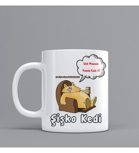 Şİşko Kedi Temalı Hediye Kupa Bardak Kişiye Özel Hediye W94