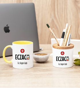 Eczacı Sarı Kupa Bardak Ve Kalemlik Seti