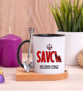 Savcı Ahşap Altlıklı Siyah Kupa Bardak