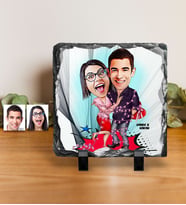 BK Gift Kişiye Özel Sevgililer Karikatürlü Dekoratif Doğal Taş  2