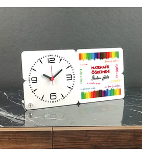 Matematik Öğretmeni Ahşap Masa Saati 003