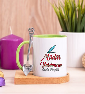 Müdür Yardımcısı Ahşap Altlıklı Yeşil Kupa Bardak