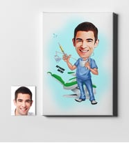 BK Gift Kişiye Özel Bay Diş Hekimi Karikatür Kanvas Tablo 50x70cm 4